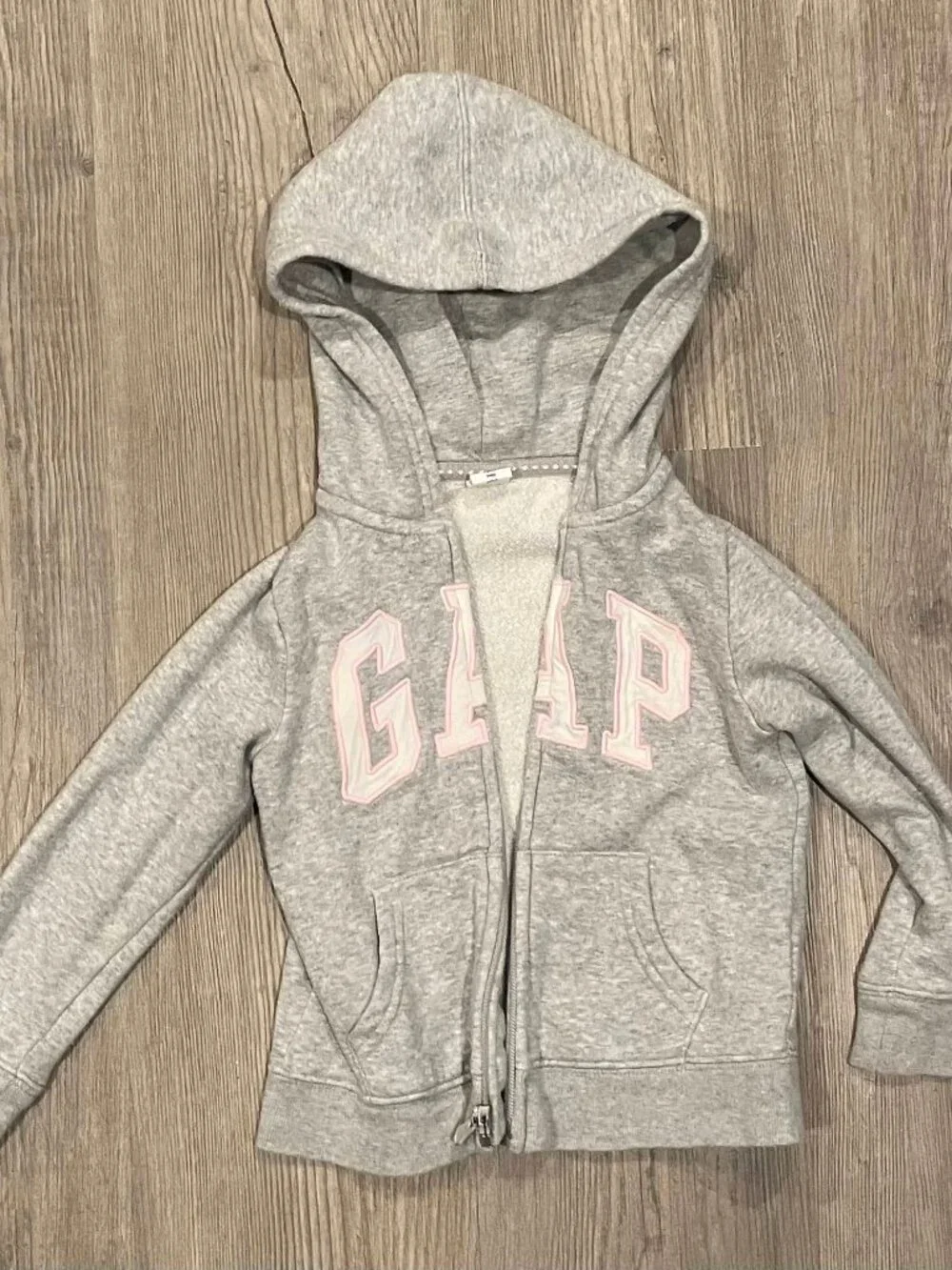 Baby GAP Sherpa Lined Zip Hoodie Gray Pink 4 Years